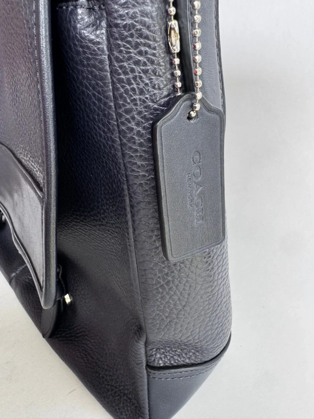 Coach Hudson Messenger Bag Black Pebbled Leather Men's Laptop Briefcase